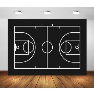 BELECO 7x5ft Fabric Basketball Backdrop Black and White Basketball Court Background Basketball Sports Themed Birthday Party Decorations Banner Photoshoot Booth Studio Props
