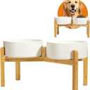 Elevated Ceramic Dog Bowl Set, Dog Food and Water Bowl Set with Stand
