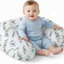 Little Grape Land Nursing Pillow,Upgraded Breast Feeding Pillow for Mom,Breastfeeding & Bottle Feeding for 017 Months, Soft Machine Washable Cover with firm breathable filling,Tummy Time,Green Leaves