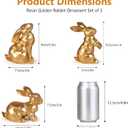 Easter Bunny Decorations,Vintage Gold Rabbit Figurine, Small Resin Bunnies for Home Spring Farmhouse Decor (Gold Faceted-2PCS)
