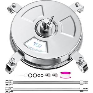 TOR 14" Stainless Steel Pressure Washer Surface Cleaner with 4 Caster Wheels, 4000 PSI, 2 Extension Wands & Nozzles, Power Washer Surface Cleaner for Concrete, Driveway, Patio, 1/4" Quick Connect