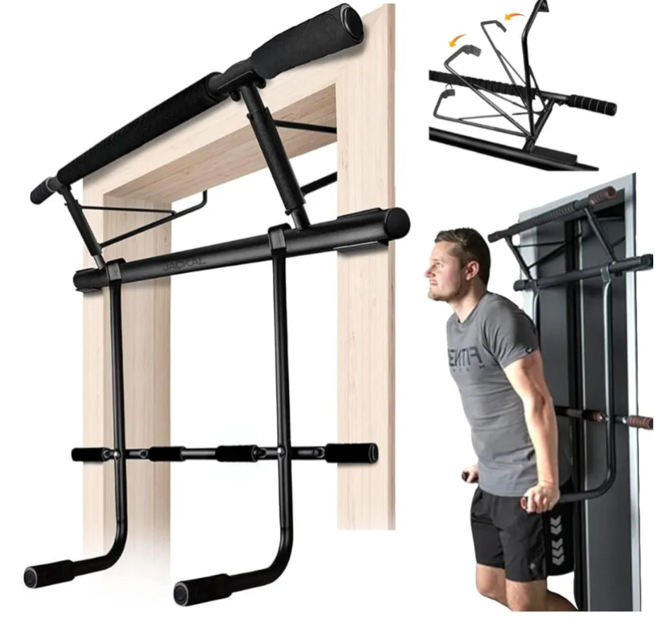 2025 Upgraded Pullup Bar and Dip Bar Station - FULL BODY Home Gym, Easy Storage, Power Tower Dip Station and Pull-up Bar for Doorway, Collapsible Dip Station, No Door Damage, High Weight Capacity,