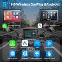 WonVon 5 Inch Motorcycle Carplay GPS Navigation System with Apple Carplay and Android Auto Portable Screen with Dual Bluetooth, Navigation, Siri, Google Assistant（Not Inchluded TPMS）