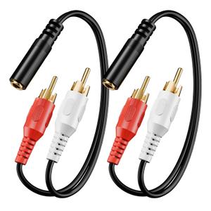VCE 3.5mm Female to 2 RCA Splitter Male Stereo Audio Y Cable 2-Pack, Gold Plated Adapter Compatible for TV, Smartphones, MP3, Tablets, Speakers, Home Theater (8 inch)