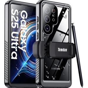 Temdan Compatible with Samsung Galaxy S25 Ultra Case Waterproof with Belt Clip Holster Holster, Built-in Lens & Screen Protector Military Grade Shockproof Dropproof Full Body Phone Case