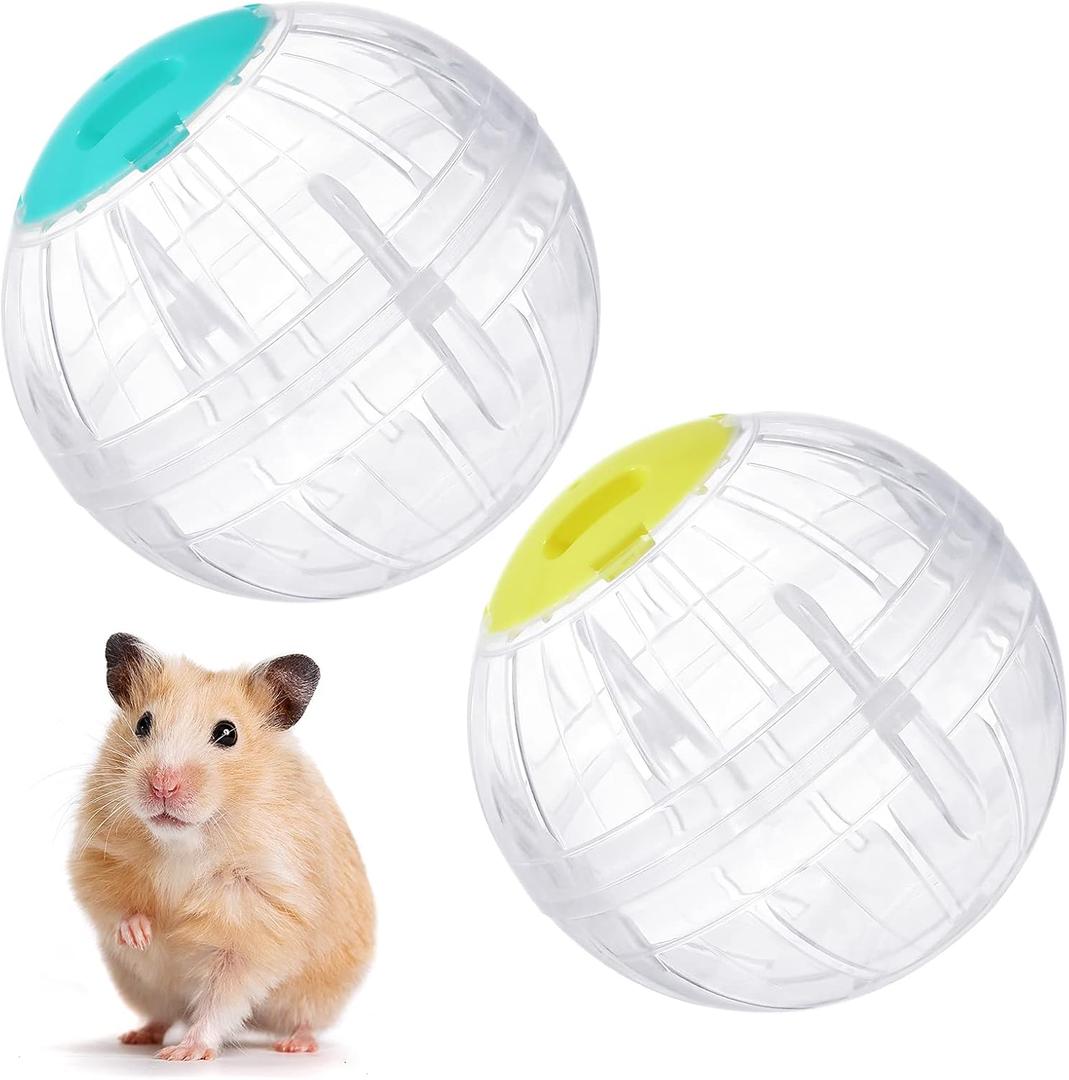 2 Pieces Hamster Exercise Ball, 5.7 Inch Guinea Pigs Running Ball Transparent Plastic Hamster Wheel for Dwarf Rabbits Small Pets to Reduce Boredom and Increase Activity