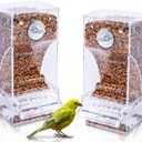 Hamiledyi No Mess Bird Cage Feeder 2Pack Automatic Parrot Seed Feeders with Perch Acrylic Transparent Seed Food Container Cage Accessories for Small and Medium Lovebirds Parakeets