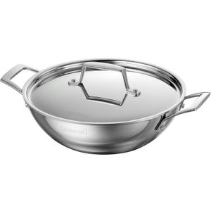 Tramontina Utsava 2.75-Quart Tri-Ply Clad Stainless Steel Kadai with Lid, Kadhai Pot for Indian Cooking