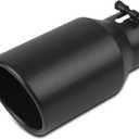 3 inch Inlet Exhaust Tip, 4.5" Outlet 9" Overall Length Stainless Steel Exhaust Tail Pipe, Bolt-On, Polished Tailpipe, Black(Fit for Tailpipe Outlet is 3", must OD not the ID)