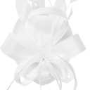 American Trends Fascinators for Women, Derby Tea Party Wedding Church Feather Hat with Headband & Hair Clip (White)