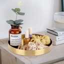 Round Gold Tray, Dedoot Decorative Tray Small - 7.8inch Stainless Steel Metal Tray Organizer Storage Organizer Vanity Trays for Jewelry Cosmetics Coffee Tea Candle, Bathroom Plate Kitchen Tableware