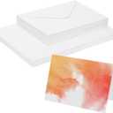 PATIKIL 50 Sets Pure Cotton Watercolor Cards 140lb/300 GSM Postcards with Envelopes for Art Painting Creative Thank Notes, 5x7 Inch Foldable Size