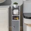 AOJEZOR Toilet Paper Holder Stand: Small Bathroom Storage Cabinet Mini - Light Grey - White (23.2H inch)
