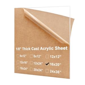 KINLINK 16x20 Plexiglass Sheets 1/8 inch Thick, 3mm Clear Cast Acrylic Sheet, Plastic Board for DIY Project, Craft, Window Glass, Table Top, Picture Frame, Acrylic Sign and Wedding Invitation 1 Pack