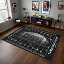 Football Rug for Bedroom,5'x7' Football Field Rugs with Non-Slip Backing,Sports Area Rug for Living Room and Game Room Decor
