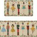 Christmas Kitchen Rugs Set,Nutcracker Kitchen Mats for Floor,Christmas Kitchen Decor,Holiday Decorations for Home,17x30 inch Door Mat+17x47 inch Runner Rug