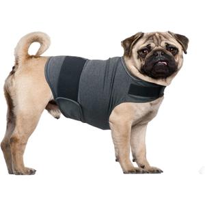 Dog Anxiety Relief Shirt, Adjustable Anxiety Coat Jacket for Fireworks, Thunderstorm, Travel, Separation, Calming Vest Wrap for Small Medium Large Dogs (Medium) (Dark Grey)