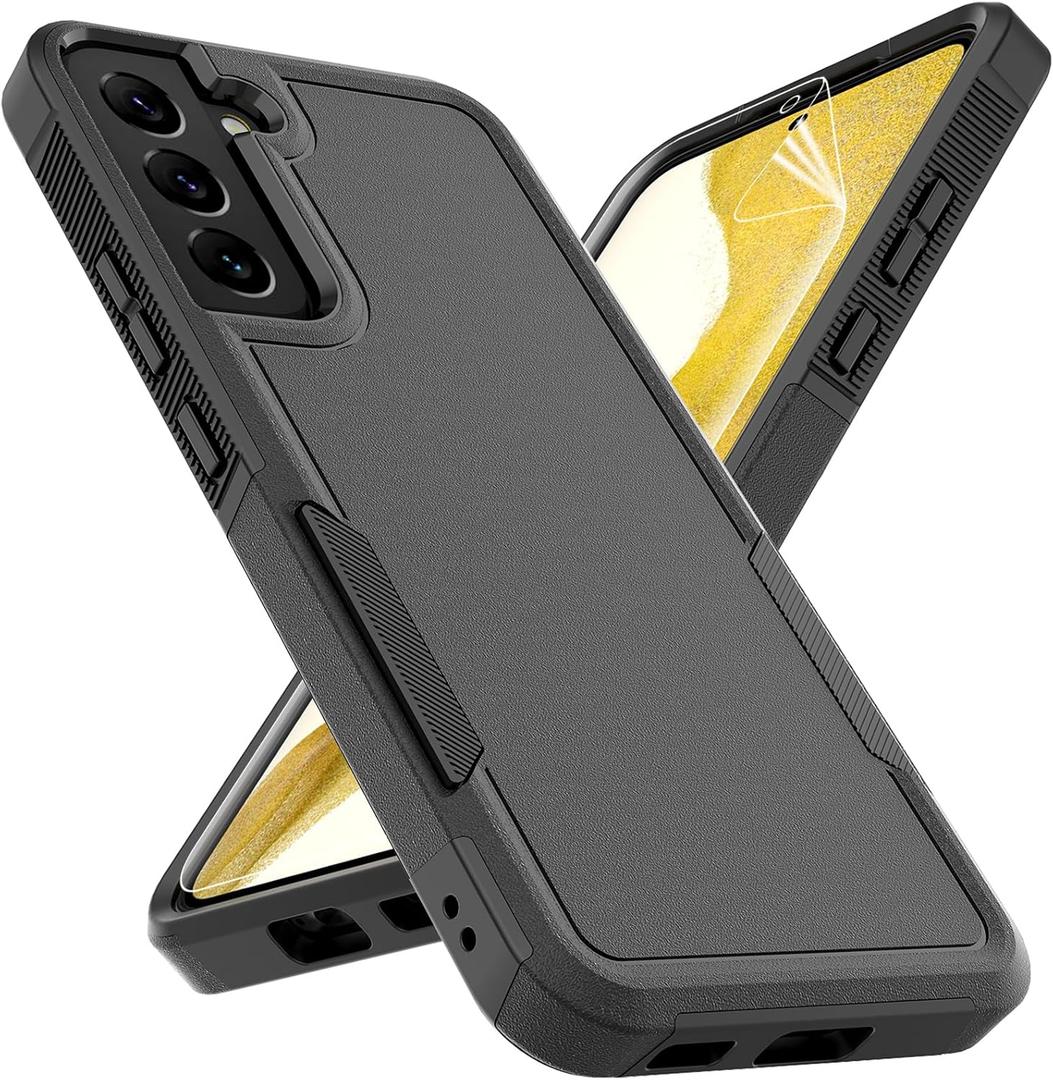 for Samsung Galaxy S22 Plus Case: Dual Layer Protective Heavy Duty Cell Phone Cover Shockproof Rugged with Screen Protector - Military Protection Bumper Tough - Samsung Galaxy S22+ Plus 2022, Black