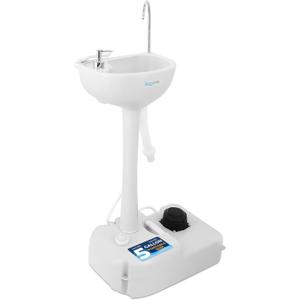 SereneLife Portable Camping Sink with 19L (5+ Gallon) Water Tank, Hands-Free Foot Pump, Soap Dispenser & Towel Holder, Compact Design with Carry Handle  Perfect for Camping, Worksites, Outdoors