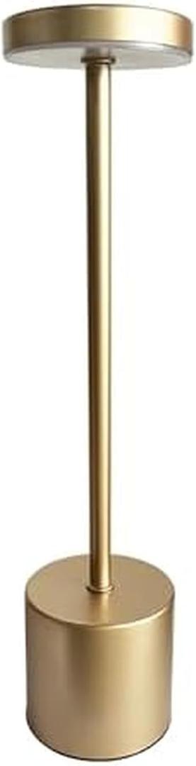 Mikasa LED Cordless Metal Table Lamp, Portable Rechargeable 5,000 mAh, 3 Color Stepless Dimming, Gold, 3.15x3.15x13.5 Inch