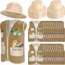 Geyoga 48 Pcs Explorer Costume Kids 24 Safari Vest and 24 Safari Hats Explorer Outfit for Kids Jungle Party Favors Outdoor Activity Halloween Birthday Gifts