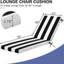 Crestlive Products Outdoor Chaise Lounge Cushions , Water Resistant Fade Resistant Patio Furniture Lounge Chair Cushion,80" L x 23" W, Stripe Black+White, 80X23