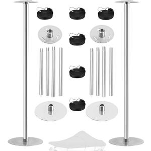 Aluminum Alloy Boat Cover Support Poles with 304 Stainless Steel Mushroom Cap and Base, 4 Levels of Adjustable Heights, Marine Grade Cover Support System for Pontoon/Jon/Bimini Tops (Pack of 2)