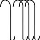 3 Pack 18 Inch S Hooks for Hanging Plants, Heavy Duty Metal Extension Hangers for Bird Feeders Wind Chimes Flower Baskets Black Vinyl Coated Rustproof Garden Hooks