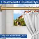 BRIOFOX Industrial Shower Curtain Rod - 2-in-1 Design Tension Curtain Rod - Rustproof Non-Slip 43 to 72 Inch Metal Steel, Frosted Gold Painted Window Curtain Rod