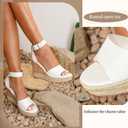 Yavero Women's Espadrille Wedge Sandals Ankle Strap Dressy Sandals | Open Toe,Cork,Platform Sandals,Summer Sandals Ideal for Vacations,Parties and Summer Outings (White), 9