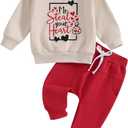 Baby Boy Outfit Sweatsuit Letter Sweatshirt Shirt Pullover Tops Pants Toddler Boys Festive Clothing (18-24 Months, Mr Steal Your Heart-apricot), 22.8