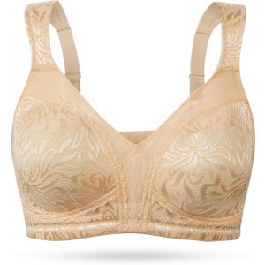 Wingslove Women's Full Coverage Non Padded Comfort Minimizer Wire-Free Bra Plus Size (46D, Dark Nude)