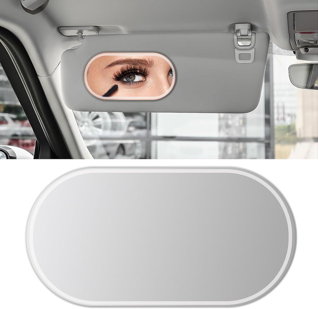 Ouzorp Car stainless steel sun visor vanity mirror, car self-adhesive vanity mirror, travel vanity rearview mirror, suitable for car truck SUV sun visor, seat back, dashboard(oval)
