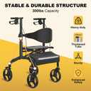 Retaoldth Rollator Walker for Seniors with Seat, 18" Enlarged Seat, Black