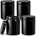 Nicunom 4 Pack Black Glass Storage Jar 8 oz/250mL, Premium UV Protection Container Multipurpose Container for Coffee, Tea, Herb, Spice, Cosmetic