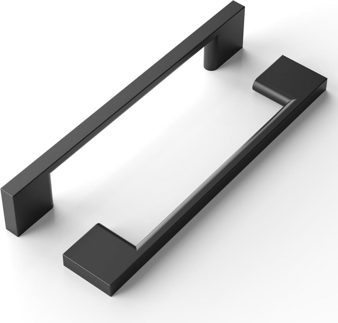 9BUILD 10 Pack Matte Black Cabinet Pulls 5 Inch Cabinet Handles Kitchen Cabinet Hardware Kitchen Handles for Cabinets Black Dresser Pulls Drawer Handle (5"/128mm Hole Center)