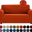 Joccun Stretch Loveseat Couch Cover, 1-Piece Sofa Cover for 2 Cushion Couch Spandex Jacquard Washable Furniture Protector Cover for Living Room,Kids,PetsLoveseat,Pureed Pumpkin