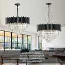 Black Crystal Chandelier 24'' K9 Crystal Round Pendant Lights Adjustable 5-Tier Large Modern Crystal Chandelier Light 10-Lights for Dining Room Living Room Kitchen Foyer Entryway