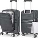 RAINSMORE Expandable Carry on Luggage 20 Inch, Airline Approved Carry on Suitcase with Front Pocket&Laptop Compartment, Hardshell Rolling Travel Luggage with Spinner Wheels,Charcoal