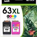 63XL Black and Color Ink Cartridge Combo Pack High Yield Compatible for HP Ink 63XL Ink Cartridges Work for OfficeJet 3830 4650 4655 5255 5258 5200 3833 Envy 4520 4512 DeskJet 1112 2130 3630 Printer