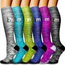 6 Pack Copper Compression Socks for Women and Men Circulation-Best Support for Medical, Running, Nursing, Athletic (Small-Medium)