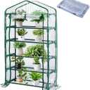 DECOHS Extra Wide 5 Tier Greenhouse Replacement Cover- 75 x 40 x 19 Inch Clear PVC Plant Gardening Greenhouse Cover with Roll-Up Zipper Door for Gardening Plants Flowers (Frame Not Include)
