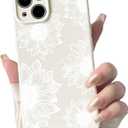 NITITOP Compatible with iPhone 13 Case Aesthetic Cute Floral Sunflowers Pattern for Women Girls Trendy Flower Slim Fit TPU Bumper Silicone Shockproof Full Camera Protection Cover - White