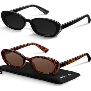miyya Old Money Polarized Oval Sunglasses  2025 Edition, UV400 Protection, Feather-Light Fit & Trendy Colors (Black/Leopard Beige)