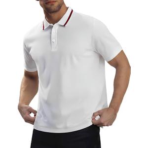 MagnaMan Slim Fit Short Sleeve Polo Shirts for Men - Cotton, Business Casual Stretch Shirt, Breathable Golf & Office Wear (L)
