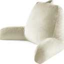 Reading Pillow for Sitting in Bed Adult, Reading Pillow with Shredded Memory Foam, Bed Pillow with Washable Cover, Back Pillow Sitting Up with Extend Arms, Beige, Large