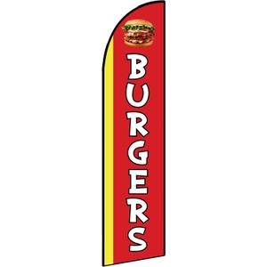 Burgers Feather Flag Decorations for Business Advertising,Burgers Flag Banner for Storefronts, Retailers, Shops, Food Trucks, Events and Fairs