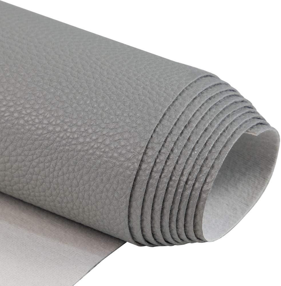 TORRAMI Soft Synthetic PU Fabric Material Faux Leather Sheets 1 Yards 54" x 36", 0.95mm Thick for Upholstery, DIY Crafts,Pebbled Pattern Nude Gray