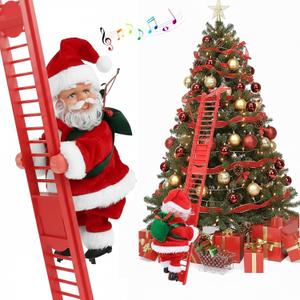 Climbing Santa Claus on Ladder, Electric Musical Christmas Decoration