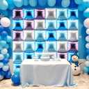 36 Pcs Winter Birthday Party Decorations Balloons Princess Snowflake Blue Purple Silver Brick Square Foil Balloon Wall Arch Kit Backdrop Double Sided Metallic Cartoon Party Supplies